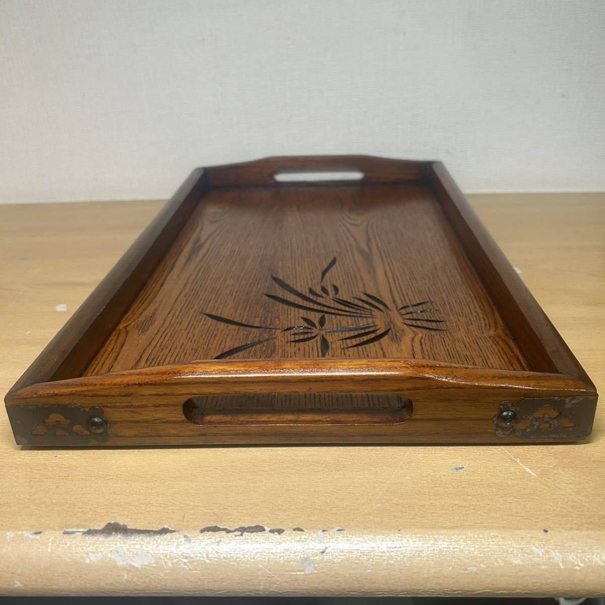  O-Bon wooden lacquer ware metal fittings attaching wooden tray natural tree hand tray tray lacquer ware angle tray 
