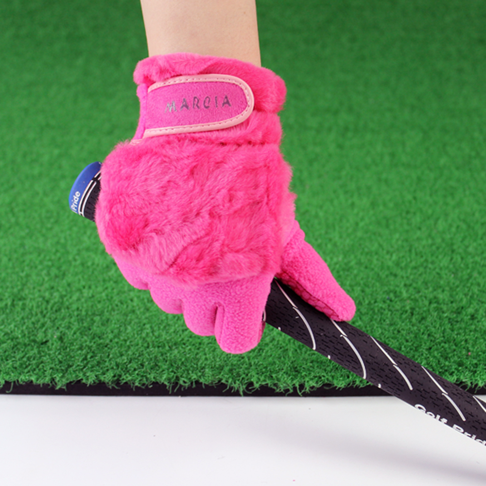  новый товар немедленно распределение GOLF Golf обе рука для женский искусственный мех перчатка перчатки защищающий от холода перчатки розовый белый черный 1