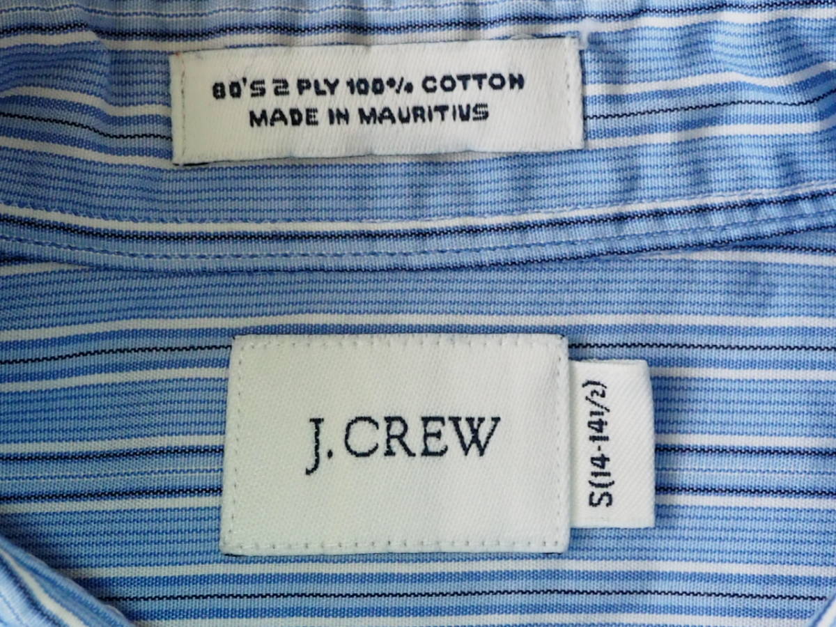* бесплатная доставка * J.CREW J Crew USA прямой импорт б/у одежда длинный рукав . с карманом полоса 80*s 2 PLY рубашка вставка имеется мужской S голубой б/у 