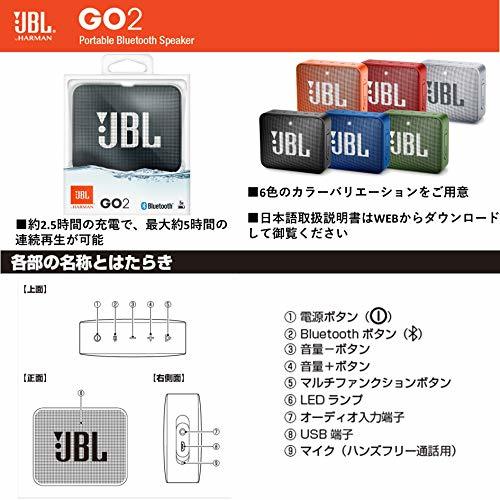 JBL GO2 Bluetoothスピーカー IPX7防水/ポータブル/パッシブラジエーター搭載 ブラック JBLGO2_画像7