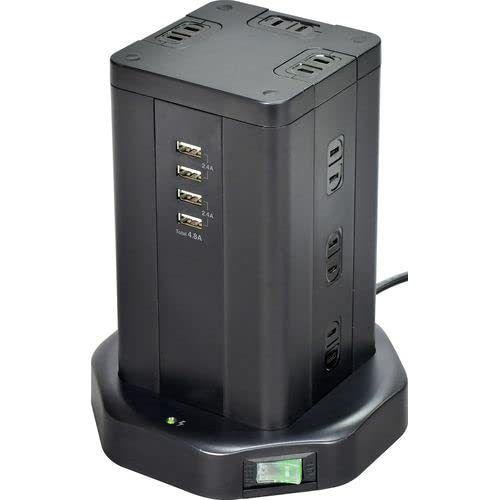 エルパ（ELPA） タワー型 電源タップ 12個口 USB×4 マグネット付 ブレーカー内蔵集中スイッチ付 WBS-TW_画像4