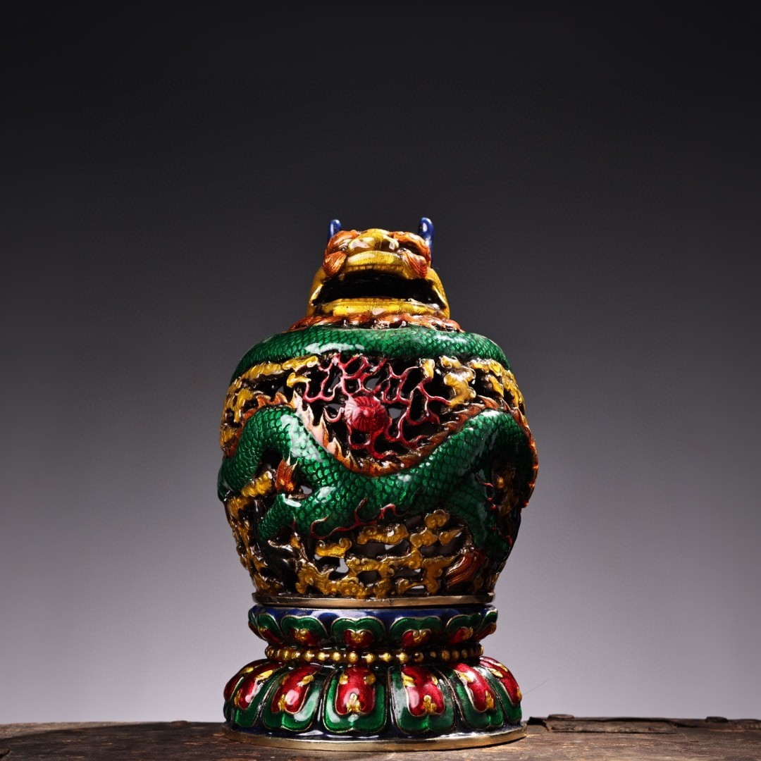 13650円 『館蔵珍品 銅製 景泰藍 琺瑯彩 盤龍紋 熏香炉』置物 賞 13650円 『館蔵珍品 銅製 景泰藍 琺瑯彩 盤龍紋 熏香炉』置物 賞