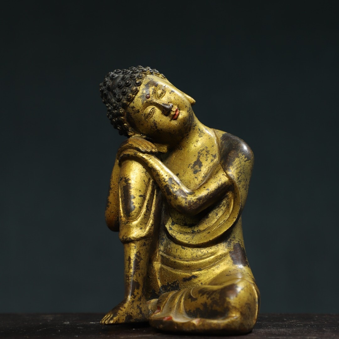 『館蔵珍品 銅製 塗金 釋迦牟尼像』置物 賞物 貴重物品 収蔵品 中国古美術