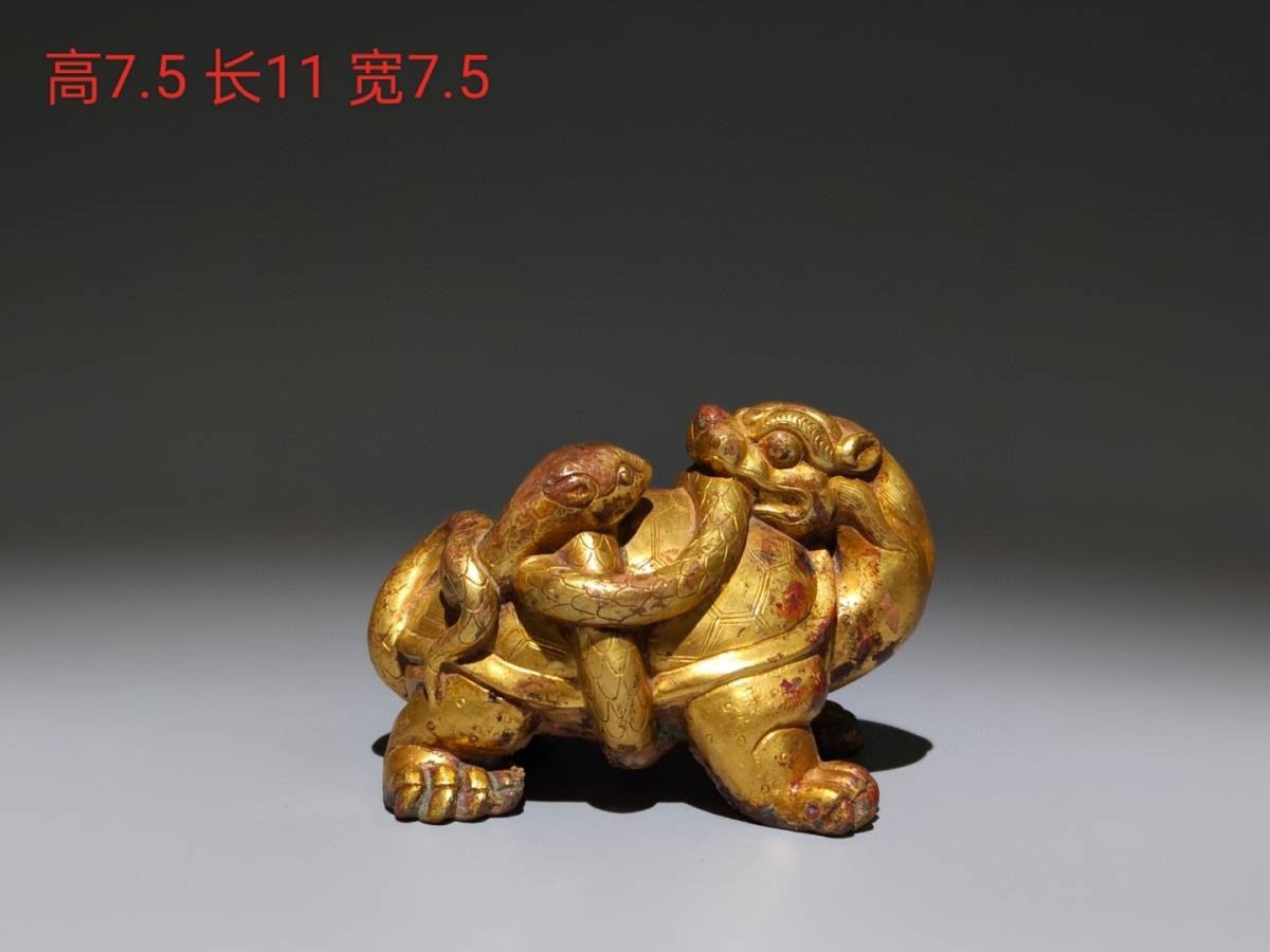 2022 新作】 玄武』置物 塗金 青銅製 唐 『館蔵珍品 賞物 中国古