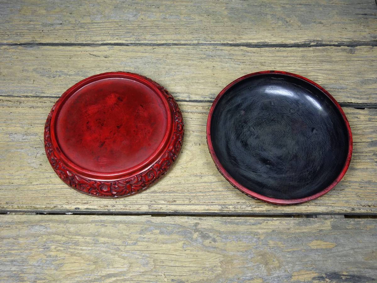 『館蔵珍品 漆器漆彫 剔紅 花開富貴紋 首飾盒』置物 賞物 貴重物品 収蔵品 中国古美術_画像4