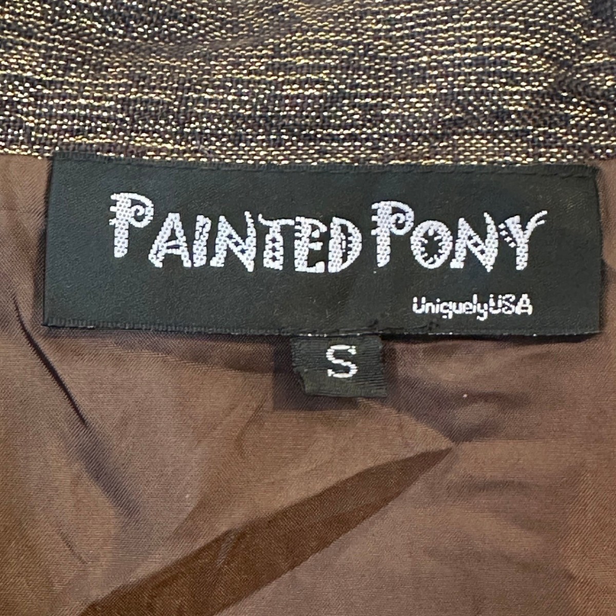 PAINTED PONY　ジャケット　ラメ　シルク　ブラウン　ゴールド　/Y2706_画像5