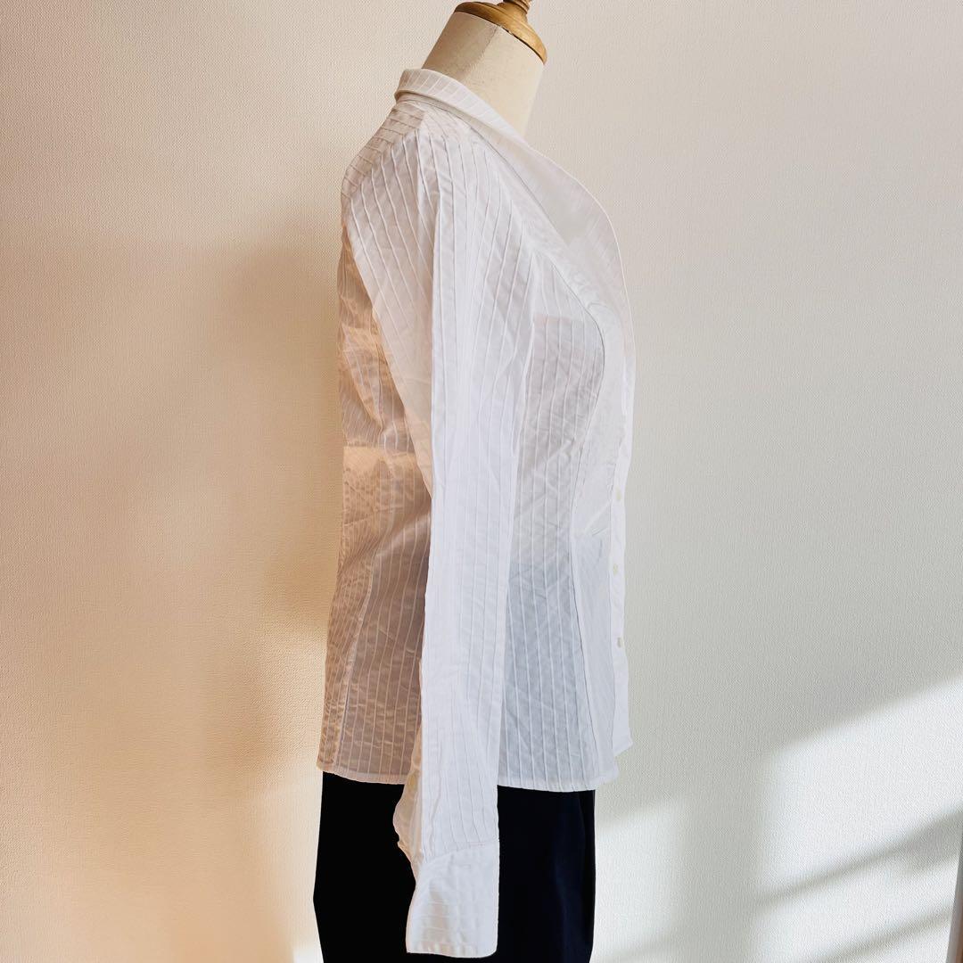 NARACAMICIE Nara Camicie полоса воротник-стойка стрейч рубашка с длинным рукавом белый L