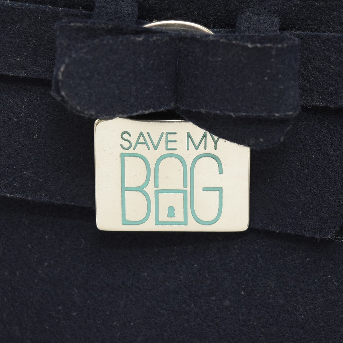 ◇493219 SAVE MY BAG ハンドバッグ フェルト レディース イタリア製 ネイビー_画像3