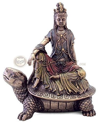 水月観音ブロンズ風彫像 仏教女神彫刻 高さ 約15ｃｍ/ 心の浄化 水難守護 東慶寺 補陀落山（輸入品