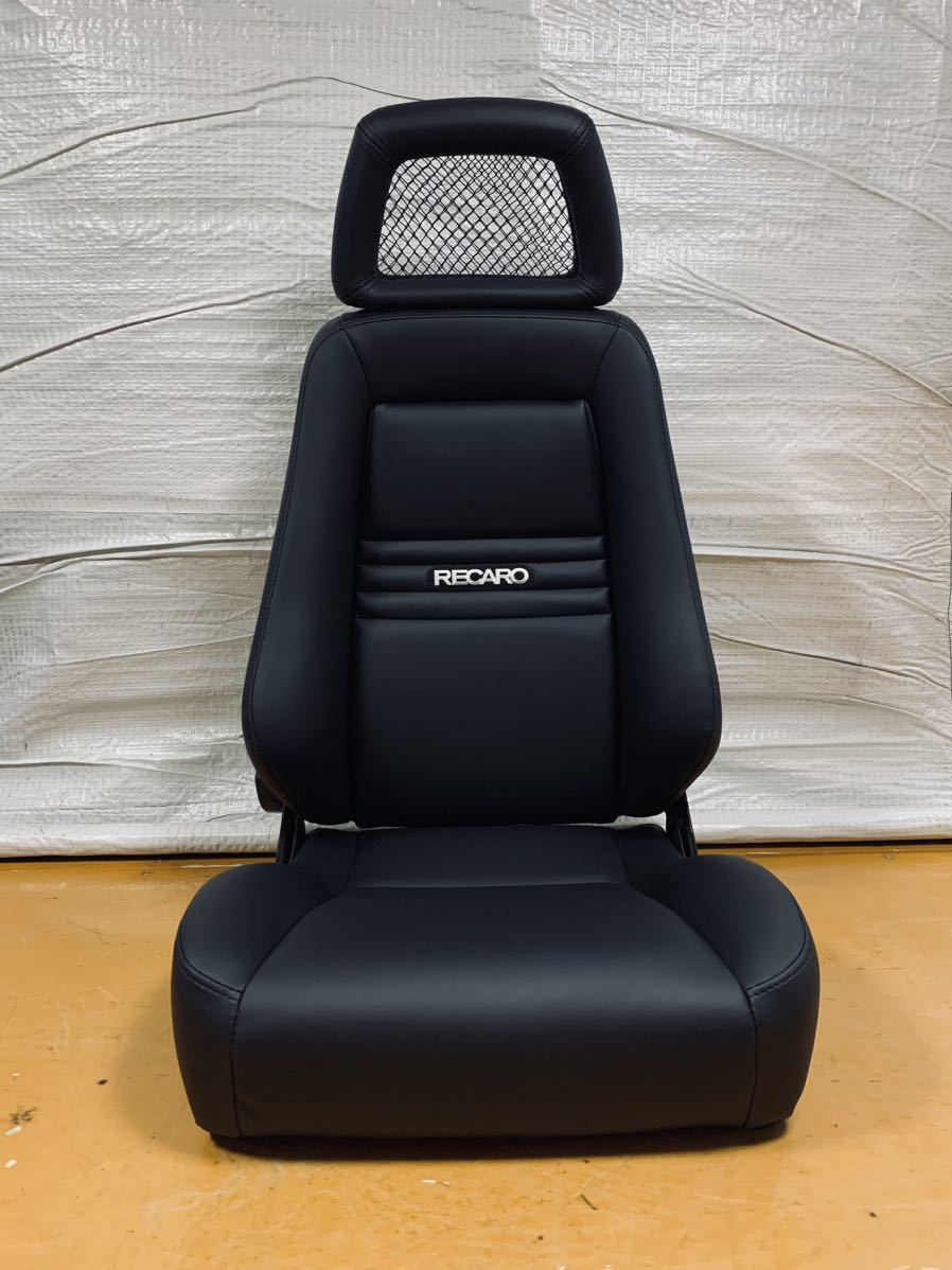 9.10.レカロ RECARO 2脚セット LX-VF 黒フェイクレザー張り替え 張替え 張替 ブラックシングルステッチ 片側ダイヤル_画像6