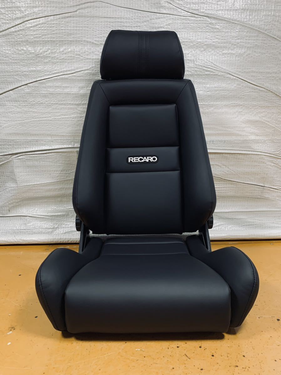 56.レカロ RECARO エルゴメド 黒フェイクレザー張り替え 張替え 張替 ブラックシングルステッチ 両側ダイヤル_画像1