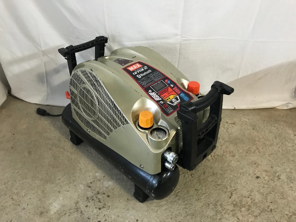 【中古品】【オーバーホール済み】MAX (マックス) 11L 高圧常圧エアコンプレッサ AK-HL1270E2_ゴールド 100V エア工具 コンプレッサー