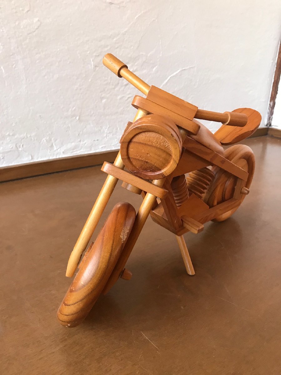 【中古】バイク 置物 木製 アンティーク 雑貨 オブジェ 飾り ミニチュア　一部破損_画像3
