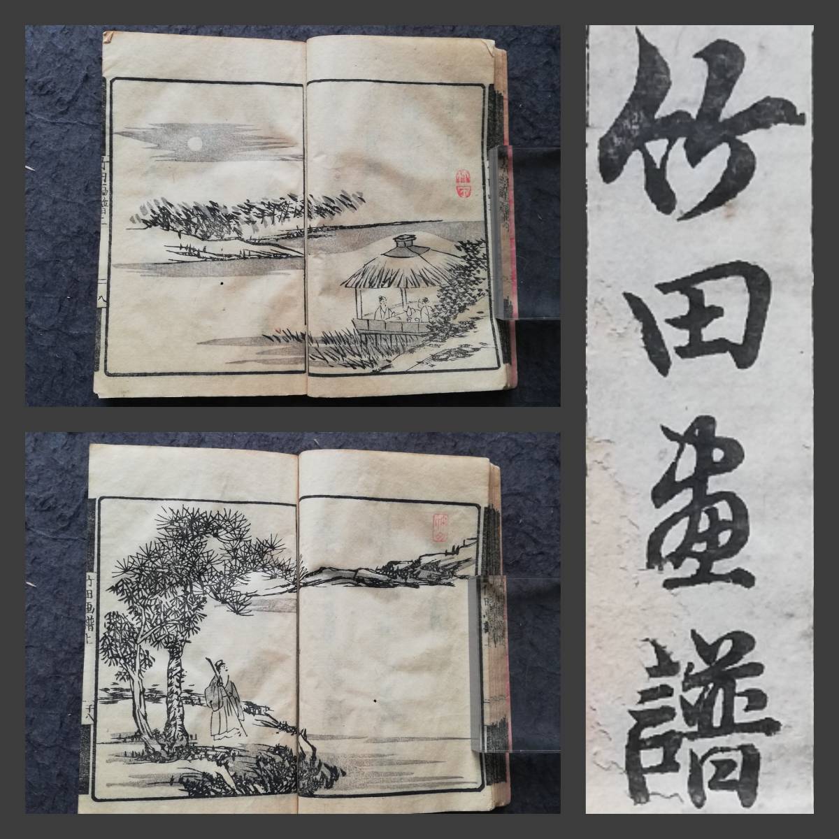 1880年 竹田画譜 木版刷 2冊揃 検索⇒唐画 南画 仕女図 唐本漢籍 支那 玉扣 善本 線装 木刻 筒子頁 殿本 套印 宣紙 白棉紙 清朝 印譜 朱印_画像1