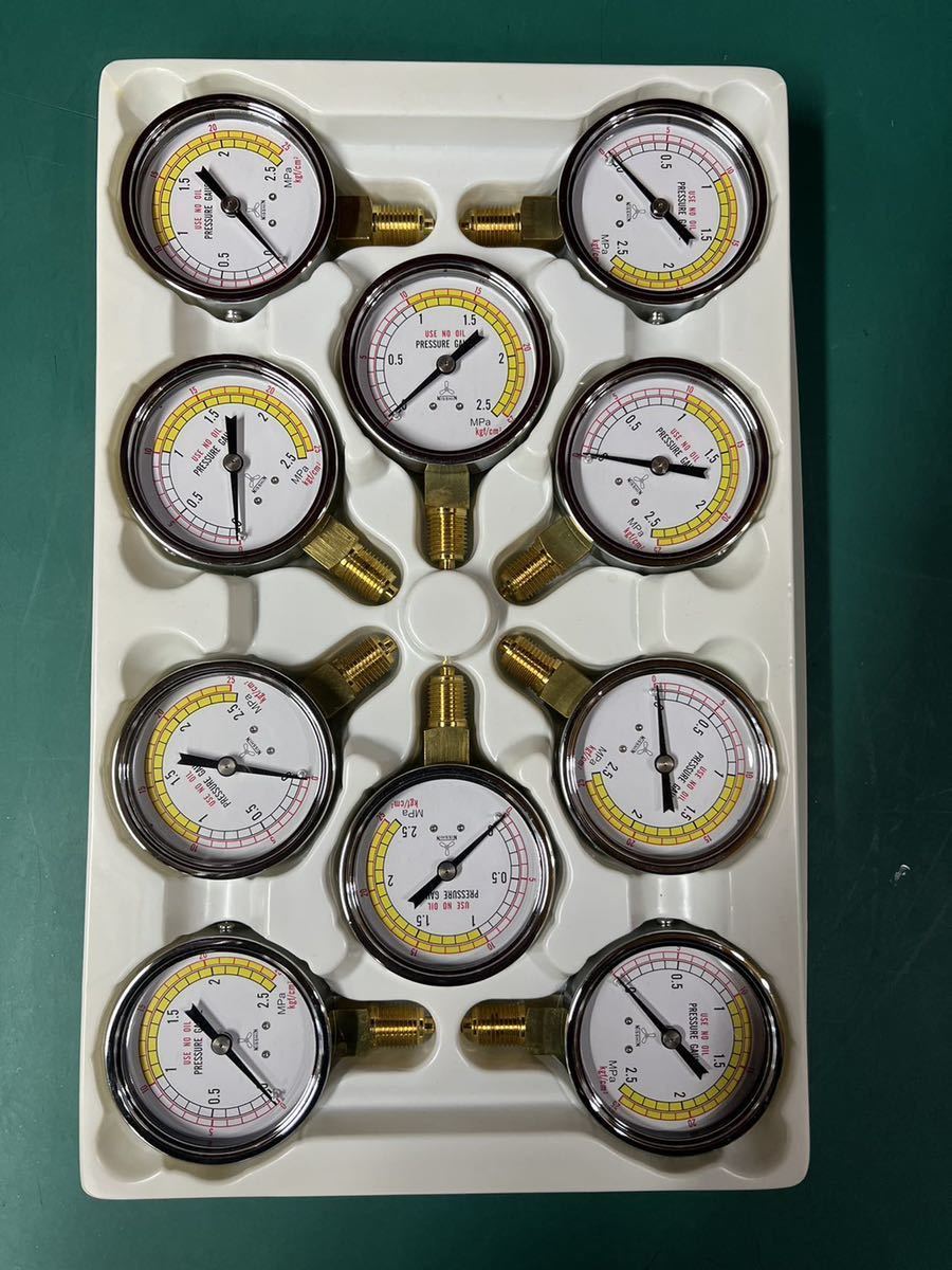 未使用品　NISSHIN 日新計器 圧力計　測定器　PRESSURE GAUGE 計10個　まとめ（80s）_画像1