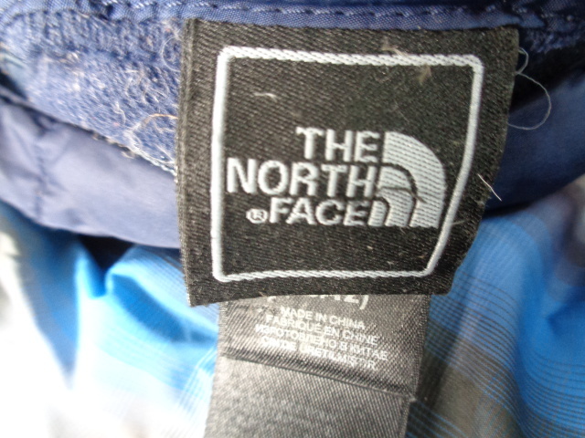 e74◆THE NORTH FACE 550 Fill Power リバーシブル ダウンジャケット◆ザ・ノースフェイス ボーイズ M ネイビー 裏チェック柄 6A_画像5