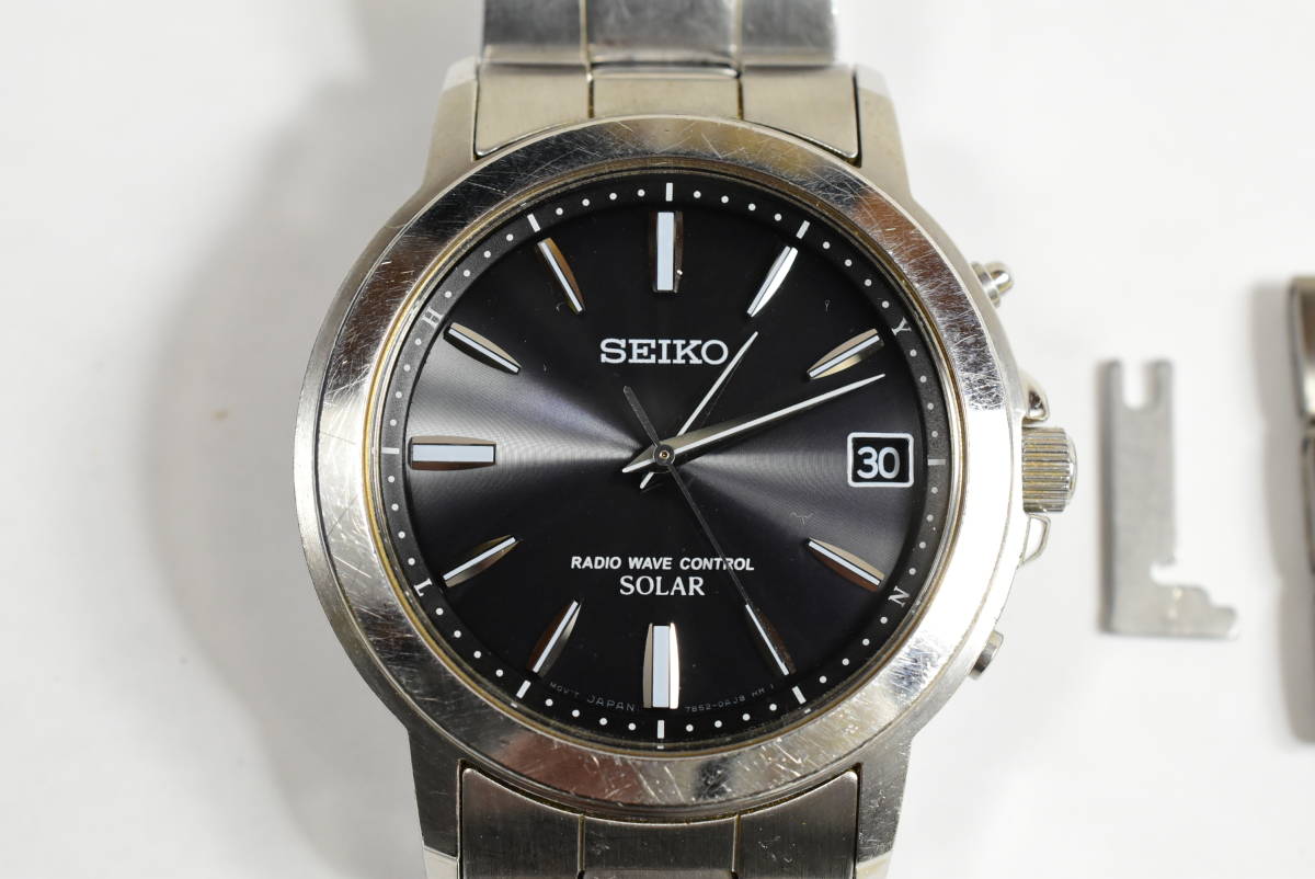 SEIKO セイコー ソーラー電波時計 ステンレス　稼働品 メンズ 腕時計　N._画像2