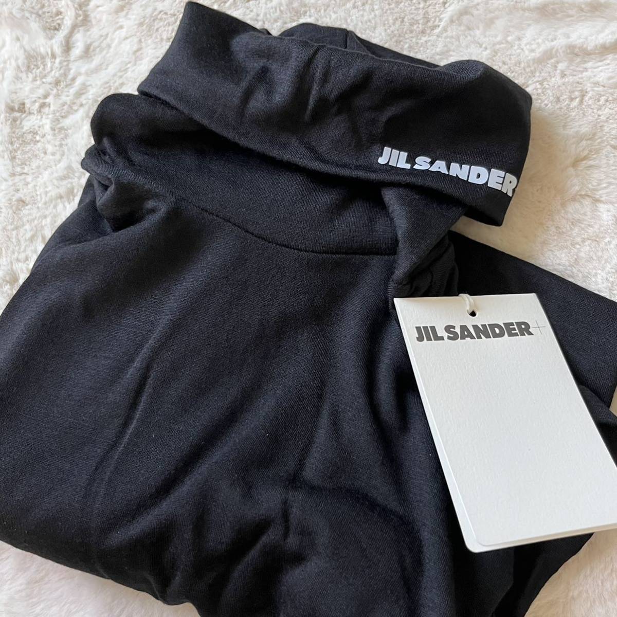 JIL SANDER+ ジルサンダー ロゴカットソー ロゴ タートルネック ハイネック　柔らかインナー　長袖 黒 スリムフィット　レディース_画像8