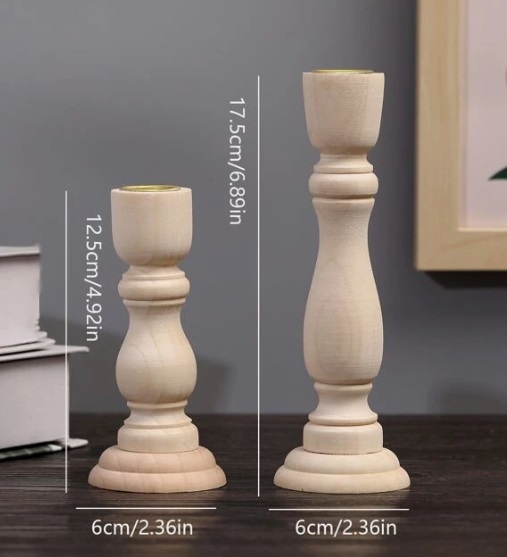 # new goods / with translation # wood candle [ large small 2 piece set ][ natural ] candle establish antique stylish candle holder 