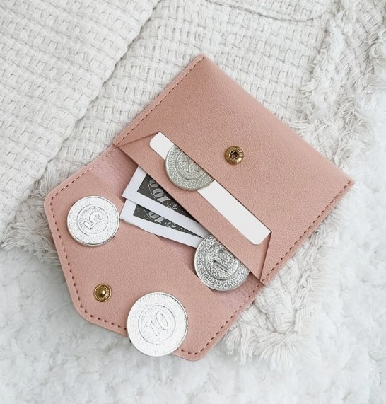 ■新品■コイン・カードケース【ピンク】小銭入れ■ミニ財布■ 薄い 小さい レディース ミニウォレット PUレザー　シンプル　軽量