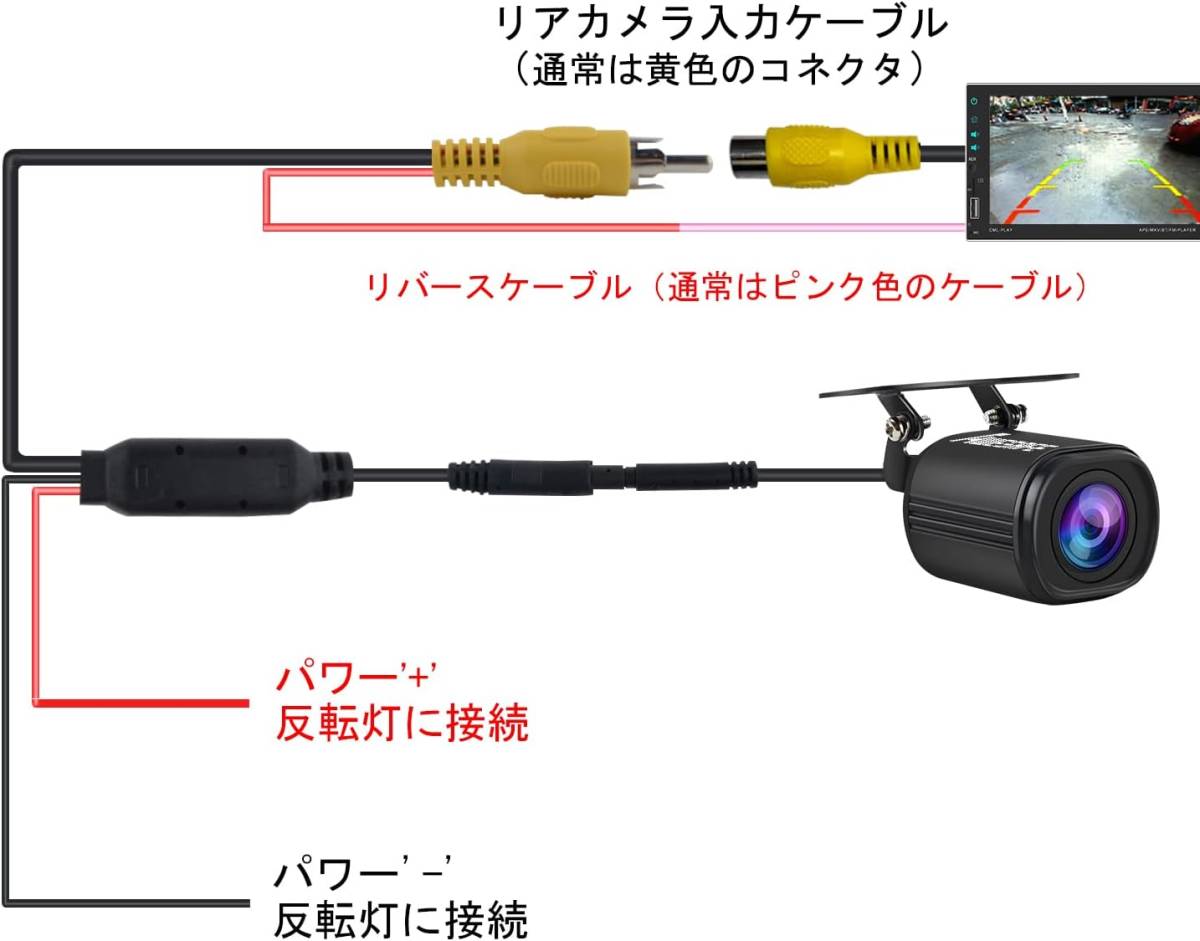 バックカメラ リアカメラ 720P 車汎用 車載カメラ 暗視機能 広角140° IP67防水防塵 ガイドライン表示 角度調整可能 _画像6