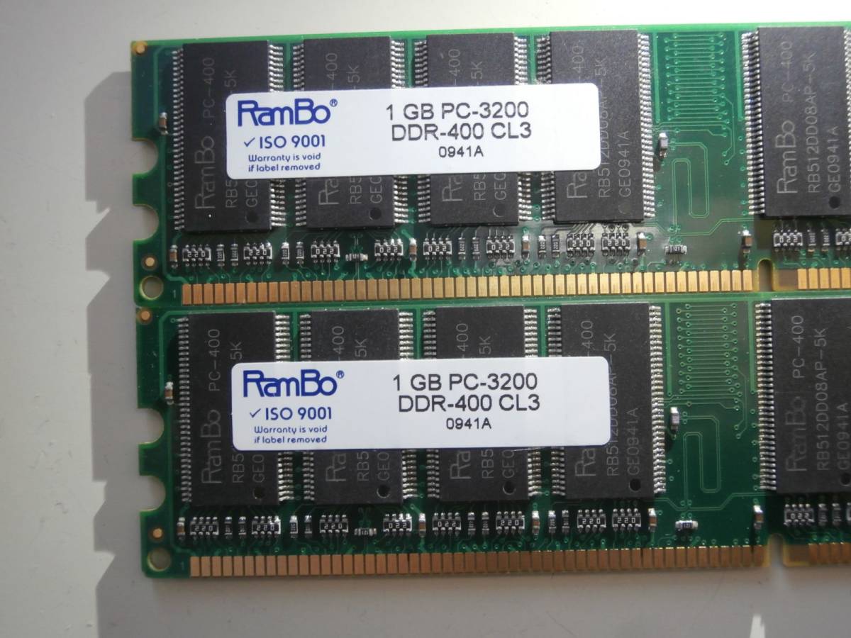DDR 400 PC3200 CL3 184Pin 1GB×2枚セット RamBoチップ デスクトップ用メモリ_画像3