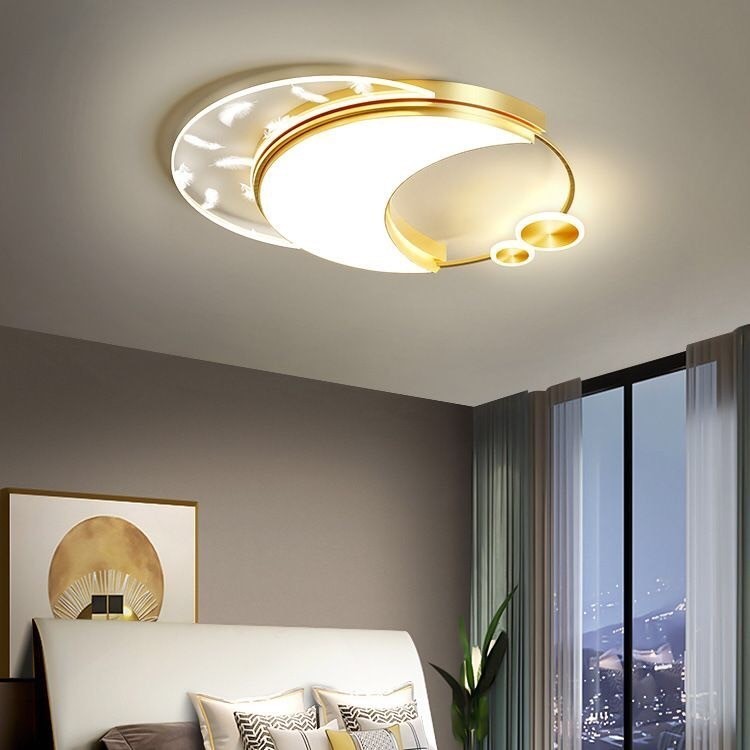 大特価　LEDシーリングライト リビング照明 子供屋 寝室 ランプ 月型　金色