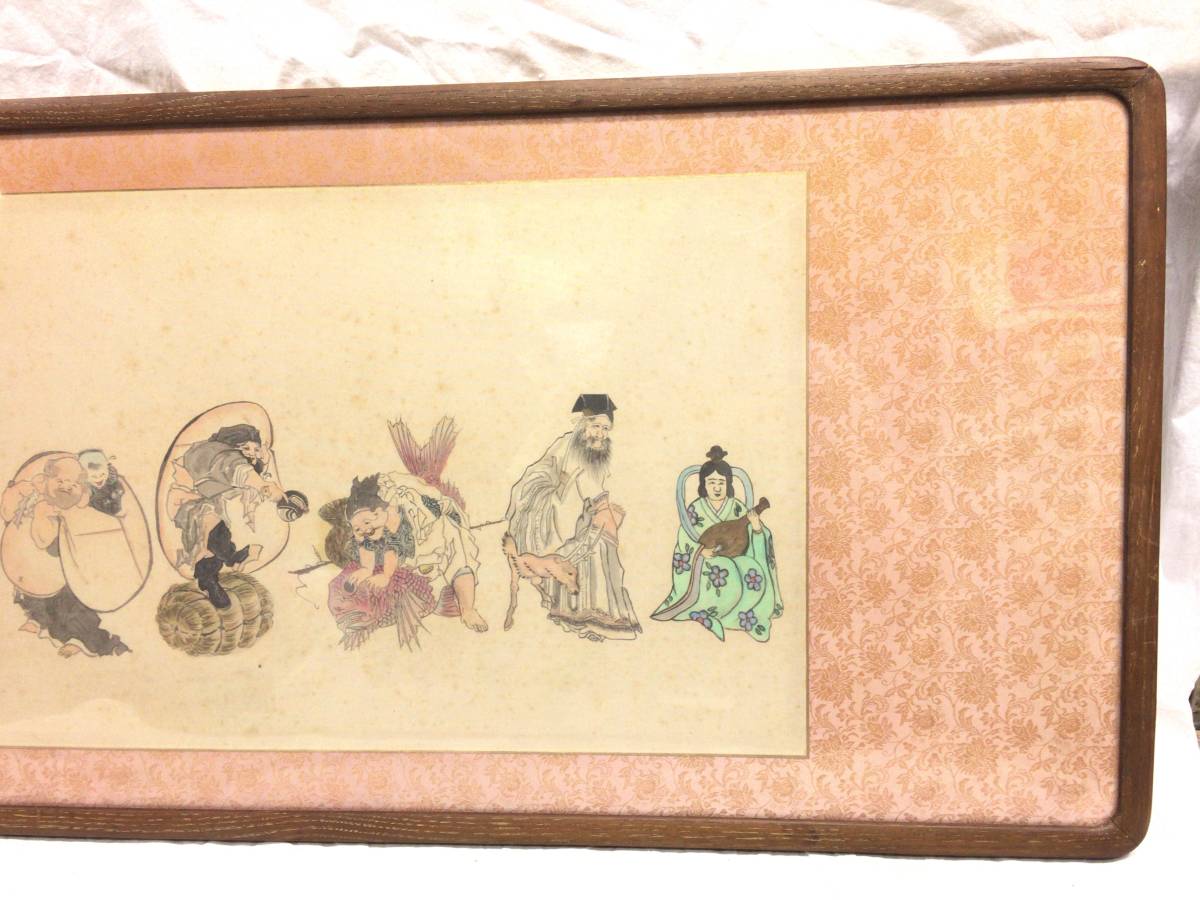 #10653# Seven Deities of Good Luck large black heaven ... heaven . ratio . heaven .. person luck ... fortune heaven cloth sack . amount picture frame frame Inte i rear frame art.