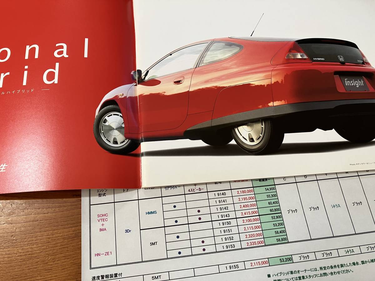  Insight catalog Honda HONDA insight ZE1 first generation price table 