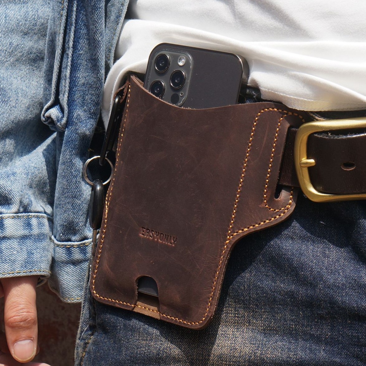  новый товар   натуральная кожа   кожа   сотовый телефон  для  талия  сумка   ключ  держатель   ключ  крюк    смартфон  iPhone  мешочек    карман  ... задний   темный   коричневый   доставка бесплатно 