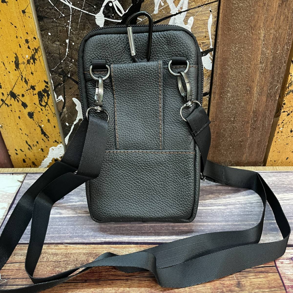  new goods original leather waist bag shoulder bag 2WAY belt pouch mobile telephone smartphone iPhonena ska nkalabina black black free shipping 