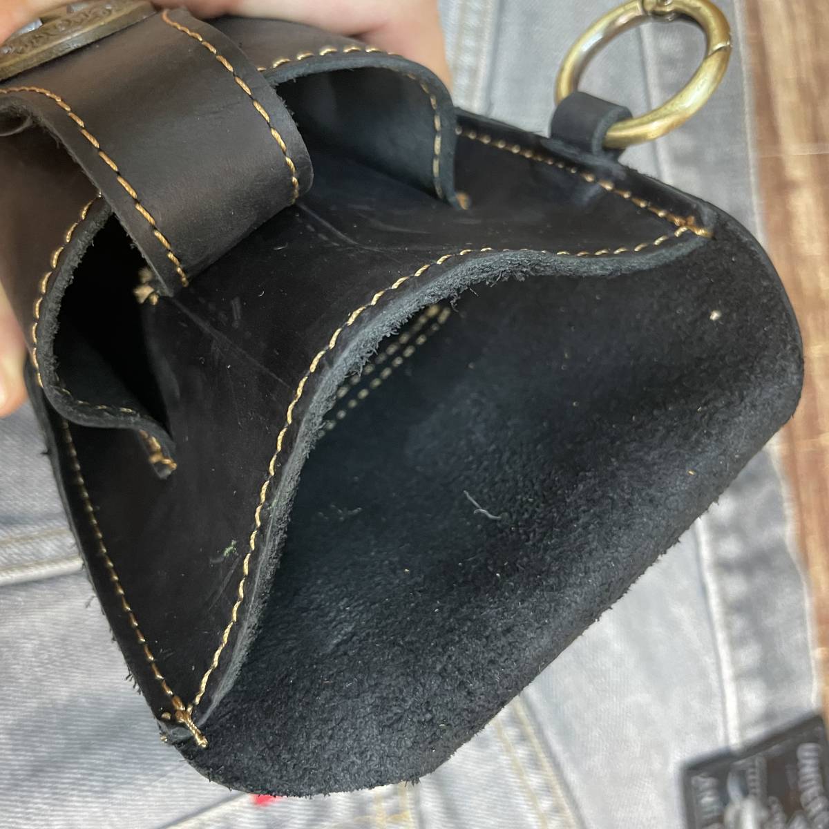  new goods original leather waist bag smartphone bag n bag belt pouch iPhone key hook cigarettes inserting hip bag black black free shipping 