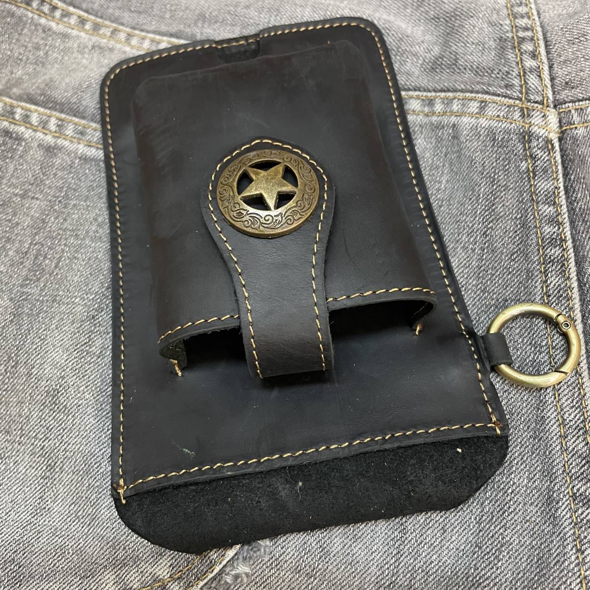  new goods original leather waist bag smartphone bag n bag belt pouch iPhone key hook cigarettes inserting hip bag black black free shipping 