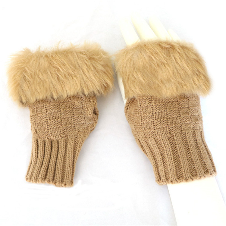  new goods finger less gloves beige fur attaching hand warmer touch panel smartphone Touch finger none finger less Christmas birthday free shipping 