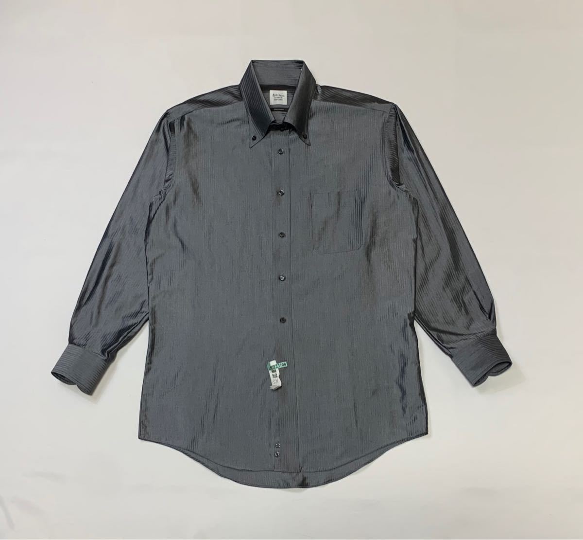 hiromichi nakano // Slim model 形態安定 長袖 ヘンリーボーンストライプ柄 ボタンダウン シャツ・ワイシャツ・サイズ 43-84 (LL)の画像1