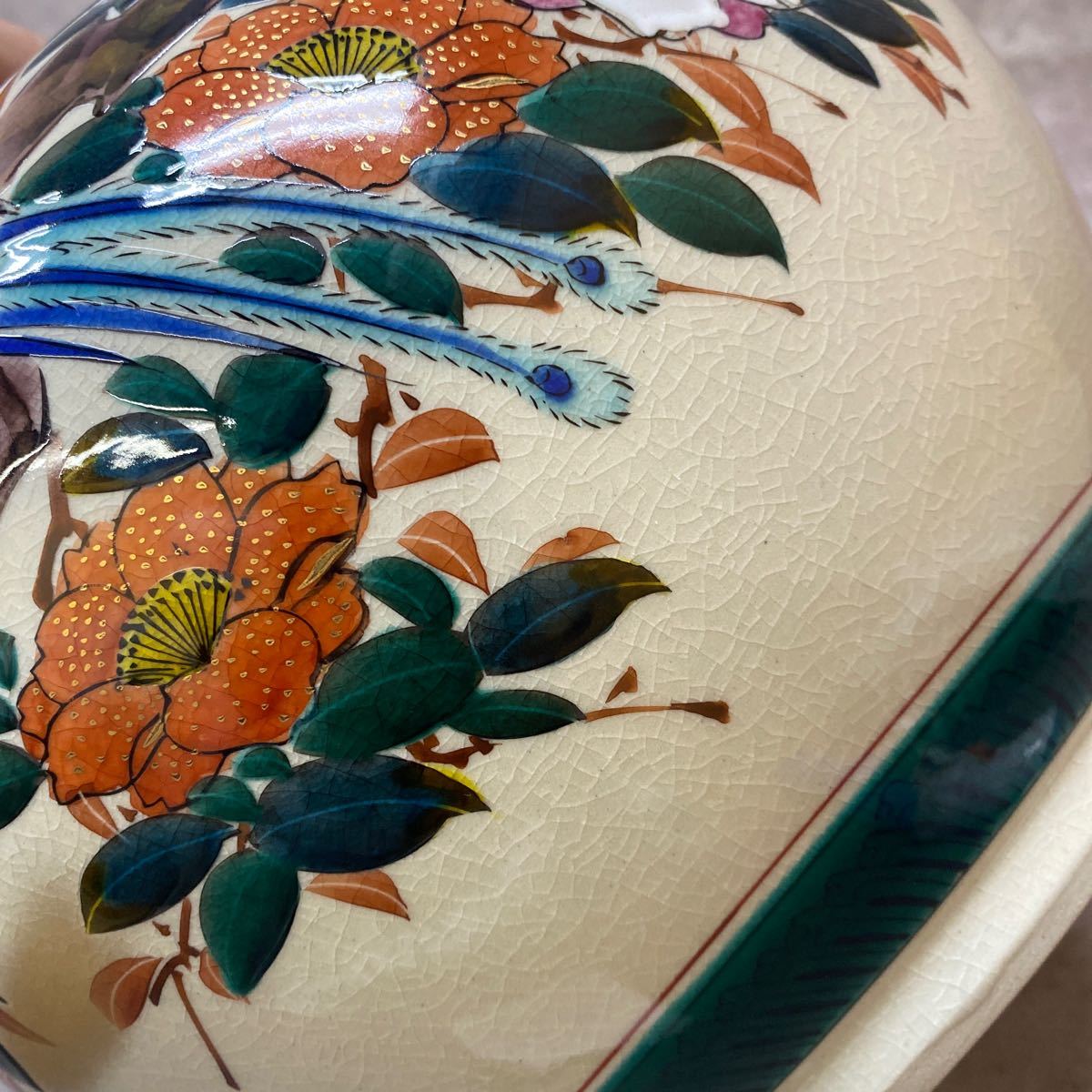  vase Kutani .. flower vase flower inserting gold paint hand ... flowers and birds ceramics interior small articles collection Japan JAPAN peace Nara departure direct taking over possible 