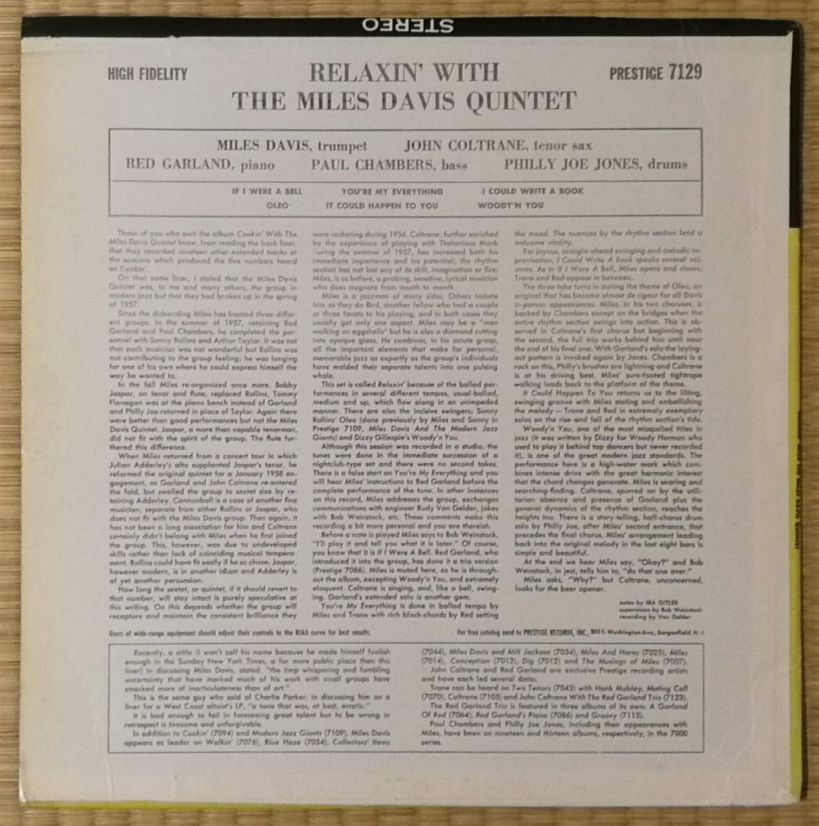 個人所蔵 / 1964米 mono / RVG刻印 / Miles Davis / Relaxin' With The Miles Davis Quintet / 超音波洗浄済+VPI HW-16.5_画像2