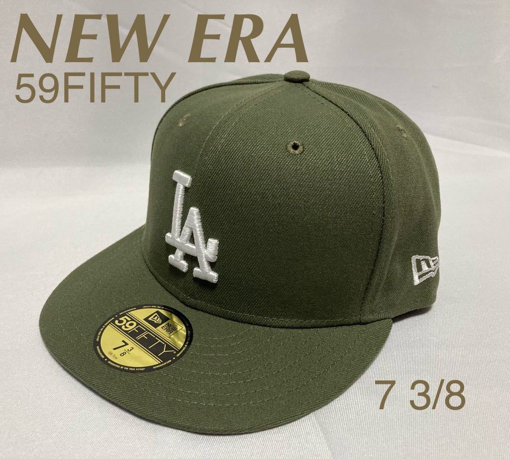 NEW ERA LOS ANGELES DODGERS OLIVE AUTHENTIC COLLECTION 59FIFTY ロサンゼルス ニューエラ 5950ドジャース 7 3/8 オリーブ_画像1
