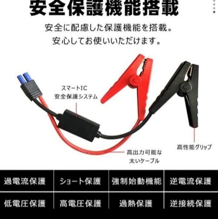 エンジンスターター 12V 12000mAh ジャンプスターター(緊急起動器) 大容量 薄型　ブラック！_画像6