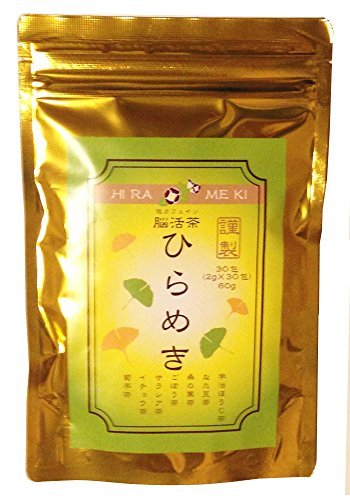 脳活茶ひらめき　60ｇ（2ｇ×30パック）　宇治ほうじ茶・なた豆茶・桑の葉茶・ごぼう茶・サラシア茶・イチョウ茶・菊芋茶の混合茶_画像1