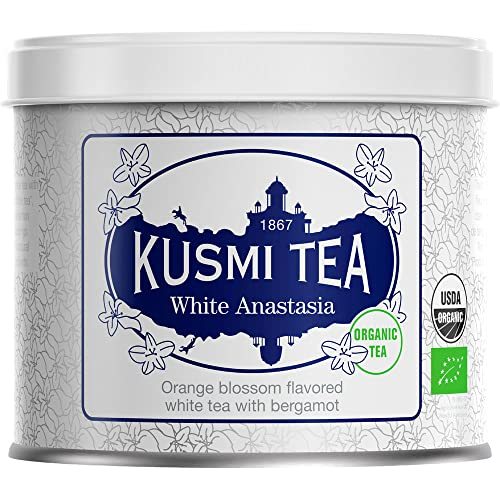 KUSMI TEA тусклый чай белый дыра старт sia90g жестяная банка органический иметь машина JAS засвидетельствование белый чай зеленый чай 