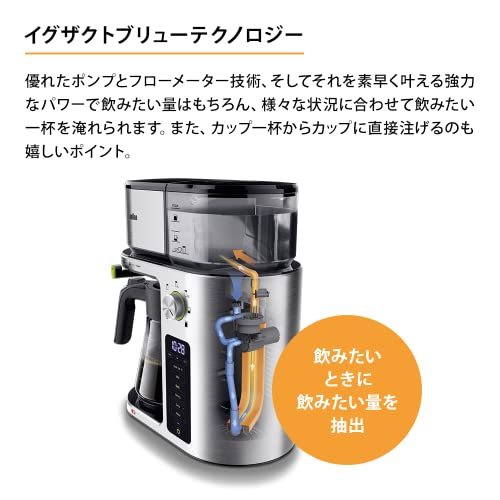 ブラウン マルチサーブ コーヒーメーカー [タイマー抽出 予約 カップ直接抽出 給湯機能 抽出温度管理機能 1杯から最大10杯 オートオフ_画像3