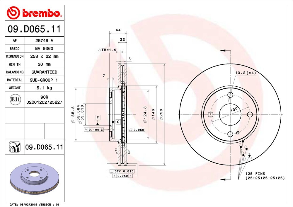 brembo ブレンボ ブレーキローター フロント用 デミオ DJ3FS DJ3AS DJ5AS DJ5FS DJLFS H26.9～_画像3