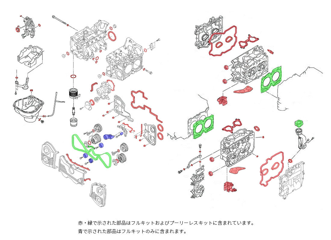 東名パワード エンジンオーバーホールキット アイドラプーリーレスキット 93.5-1.2 インプレッサ GH8 EJ20_画像2