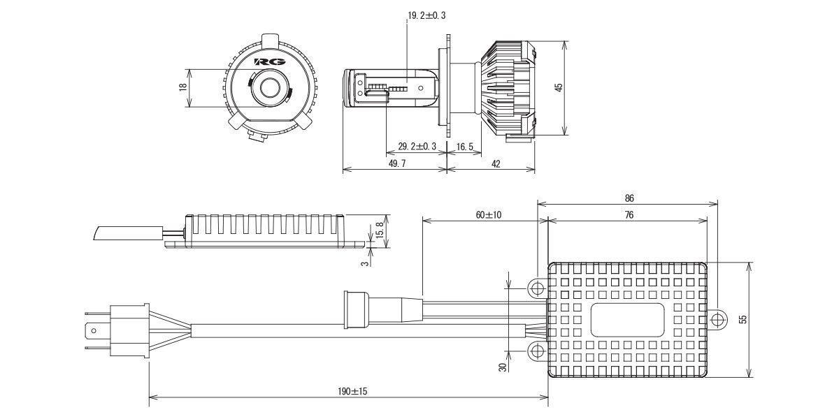 RG power LED head valve(bulb) premium model head light for H4 6500K UDto Lux Condor 20/30 B## series H19.1~H26.9 wide cab 