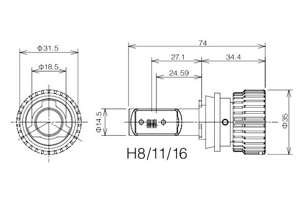 RG power LED foglamp valve(bulb) H11 6500K/2800K twin color UDto Lux Condor F24 H19.7~H25.8 12V vehicle 1/1.5/2.0t original H4/H11