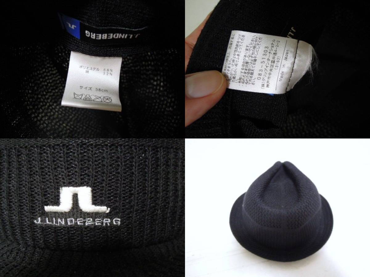 J.LINDEBERG* Lindberg * hat * black * size 58cm* polyester 58% cotton 32%* super-beauty goods * adult goru fur .!!