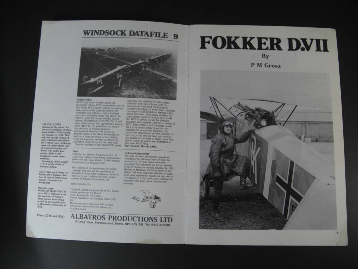 ★洋書★ WINDSOCK DATAFILE 9 FOKKER D.VⅡ フォッカーD.VⅡ 第一次世界大戦 ドイツ空軍 ★_画像4