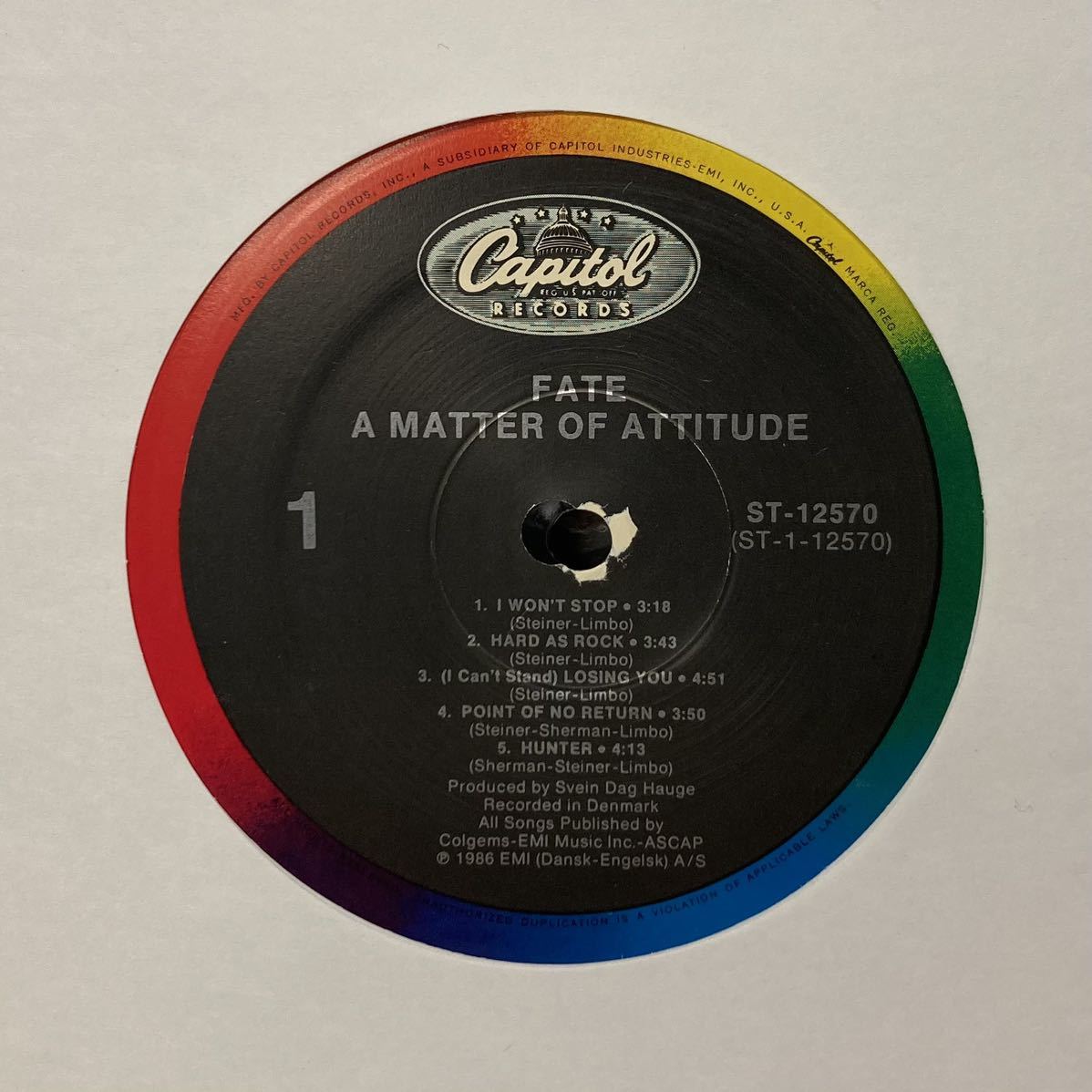 HR/FATE (ex-MERCYFUL FATE)/ A MATTER OF ATTITUDE (LP) US ORIGINAL, シュリンク付きキレイ, メロディアス・ハード(g042)_画像3