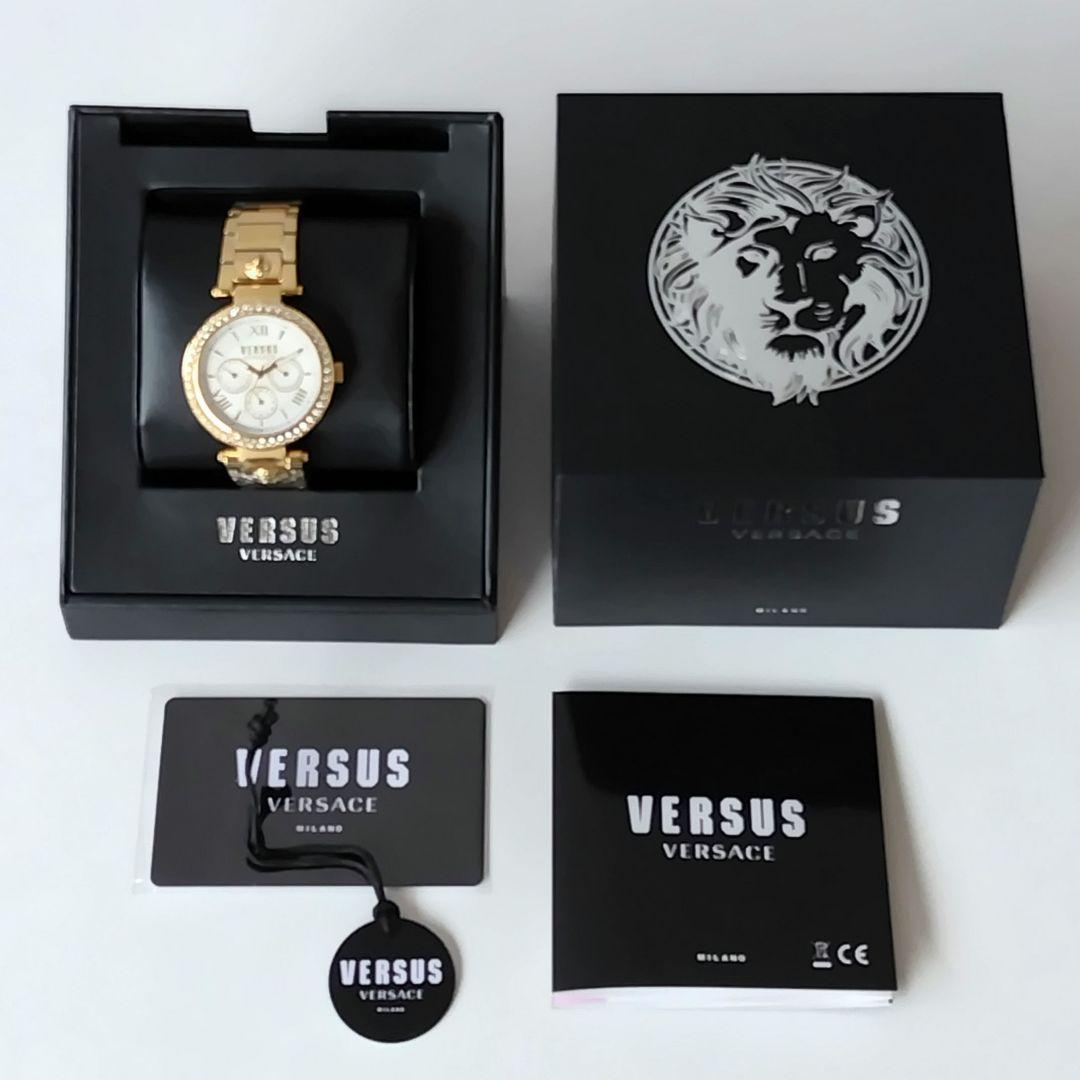 ゴールドバンド/ホワイト新品レディス腕時計VERSUS VERSACEヴェルサス・ヴェルサーチ白クリスタル キラキラ箱付 素敵な_画像9